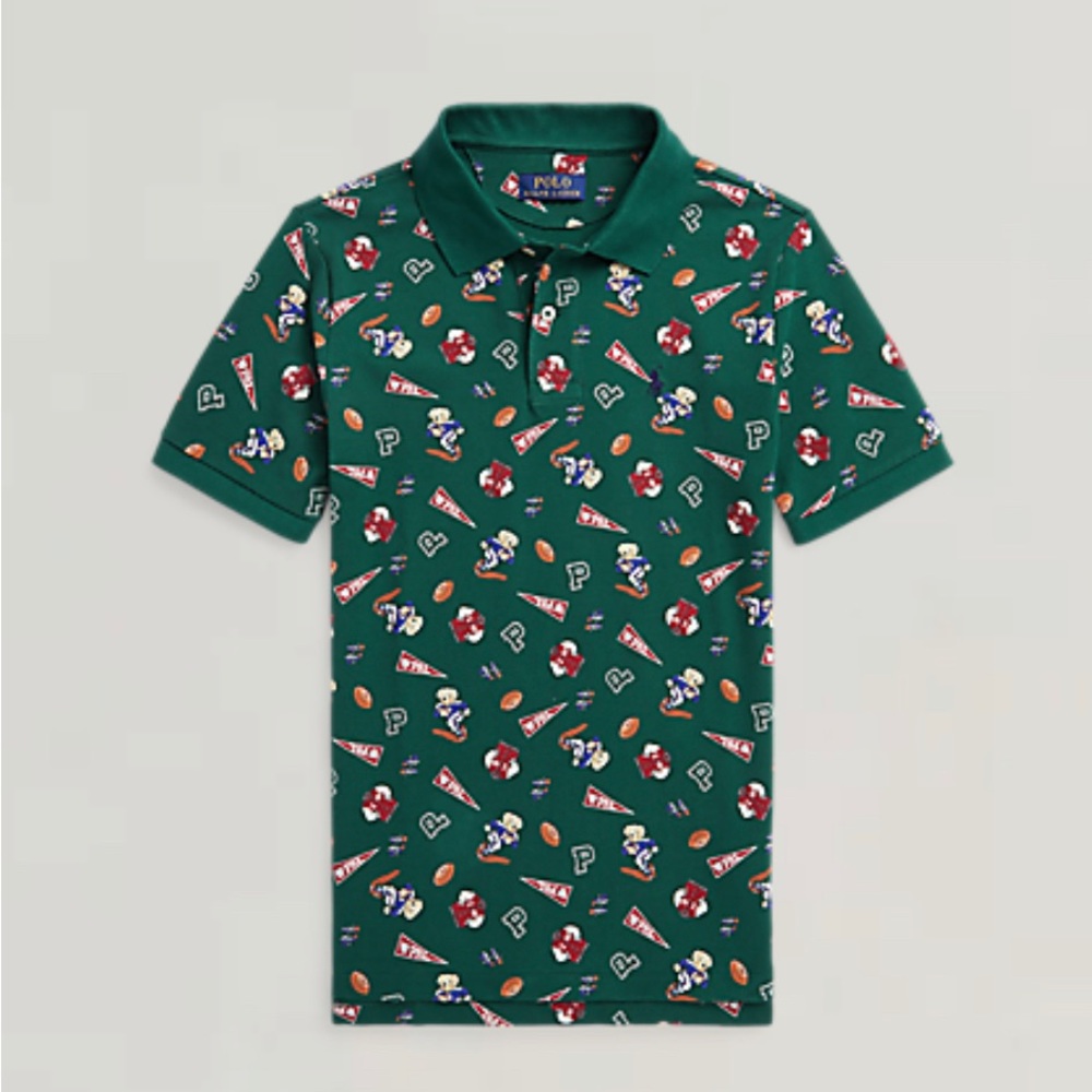 Polo Ralph Lauren Football Polo Bear Mesh Polo Shirt
